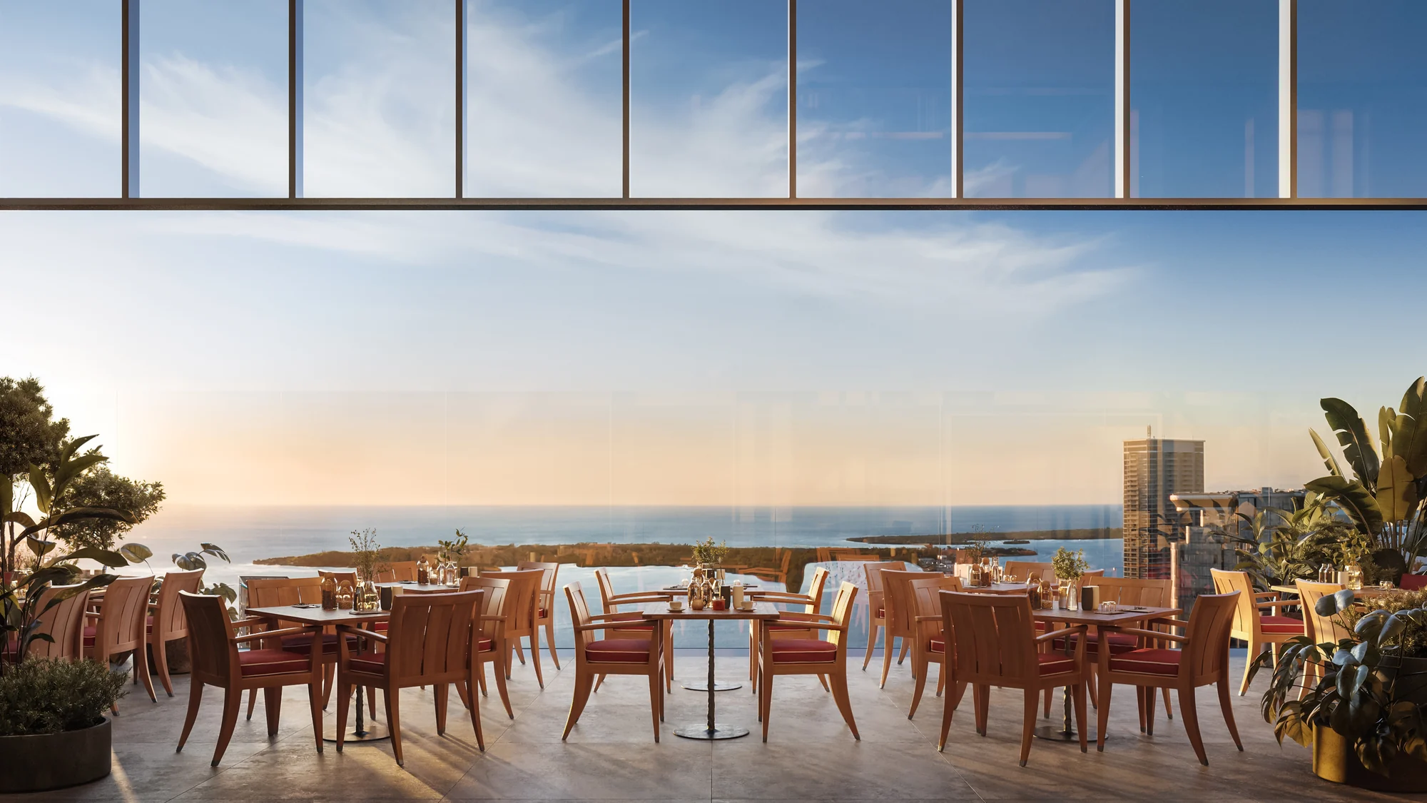 Artist rendering of the Sky Bridge terrace overlooking Miami