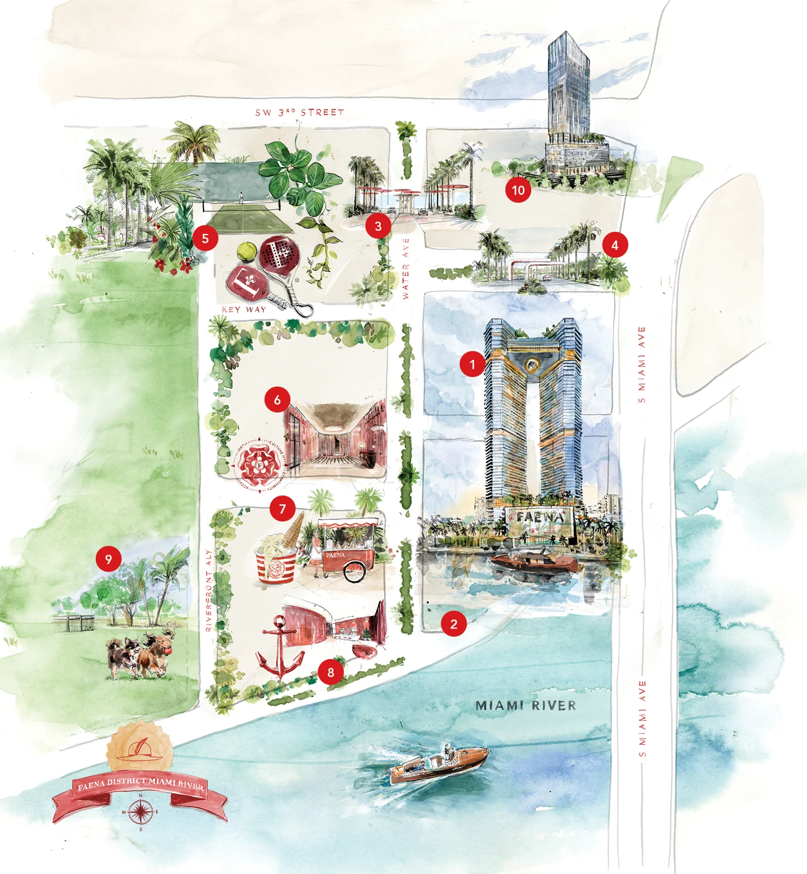 Map showing Faena Residences Miami in the Miami River district